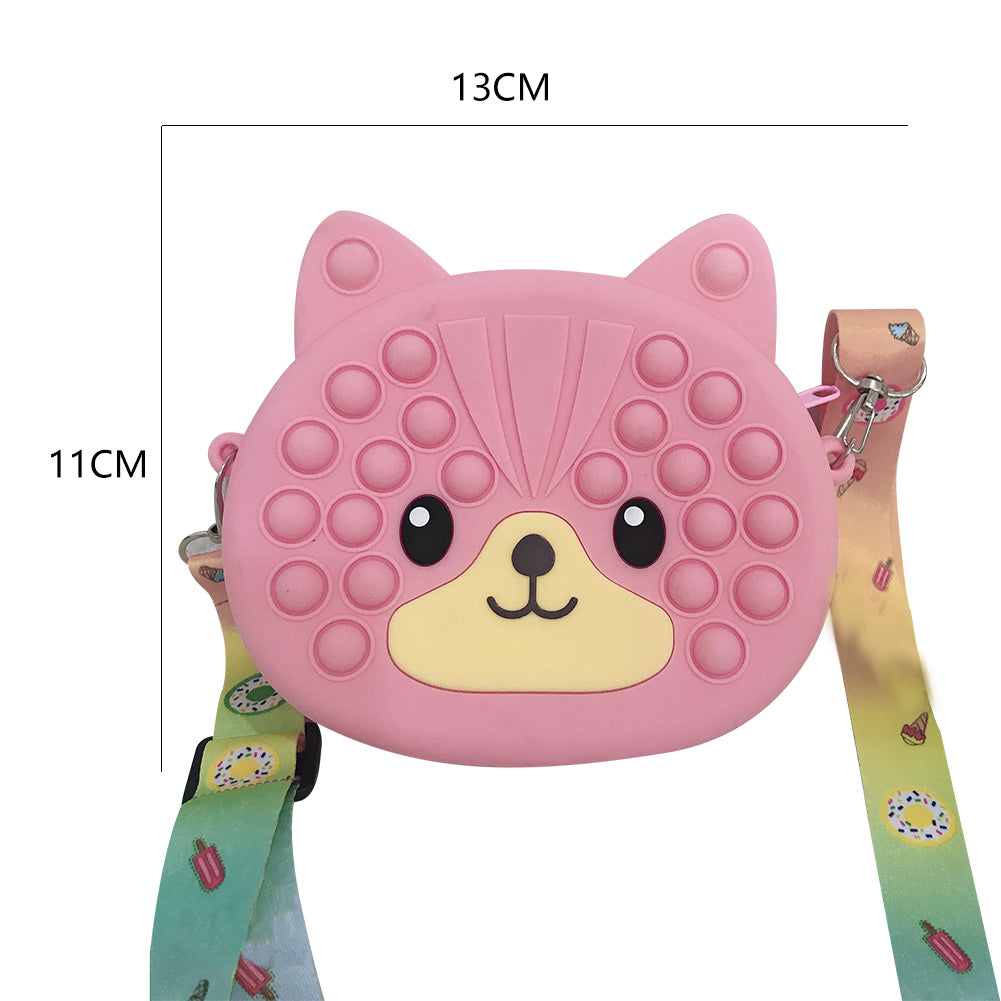 Pop It Fidget - Bear Shape Purse Shoulder Bag (Pink)