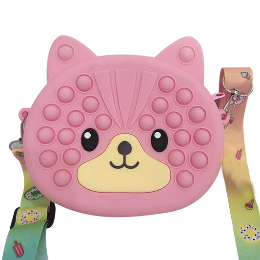 Pop It Fidget - Bear Shape Purse Shoulder Bag (Pink)